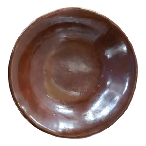 Circa 1880 French Glazed Redware Shallow Bowl With Wheat Motif