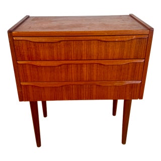 Danish Teak Nightstand with 3 Drawers, 1960s For Sale