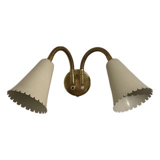 Vintage 8661 Wall Lamp in Brass and Steel from Böhlmarks, Sweden, 1940s For Sale