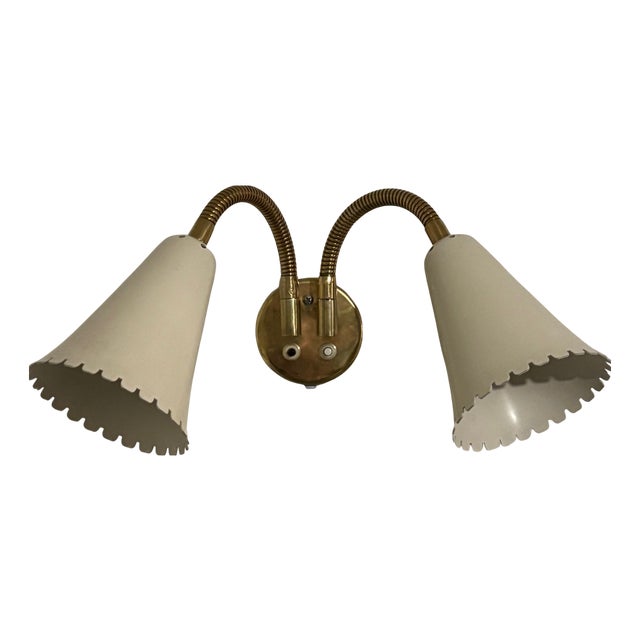 Vintage 8661 Wall Lamp in Brass and Steel from Böhlmarks, Sweden, 1940s For Sale