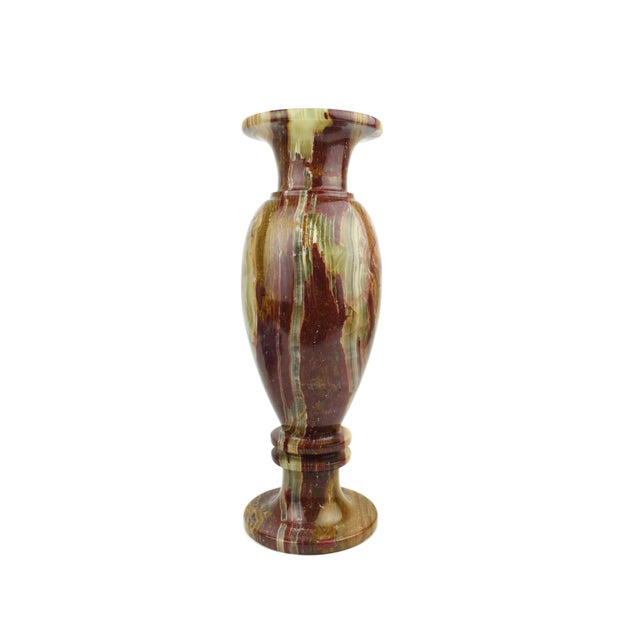 Contemporary Mid 20th Century Solid Onyx Carved Traditional Urn Design Vase For Sale - Image 3 of 10