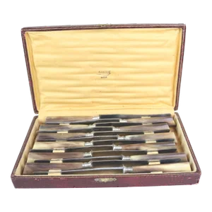 Late 19th Century French Dining Knives, a Boxed Set of 12