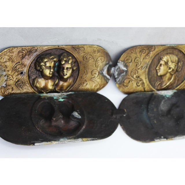 Italian Neoclassical Bronze Furniture Mounts with Cherub and Cameo Medallions, 1900s, Set of 4 For Sale - Image 9 of 12