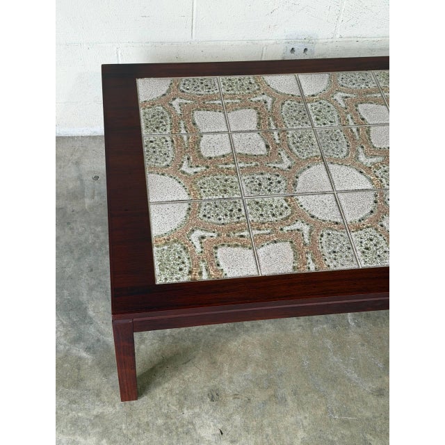 Rosewood Rectangular Coffee Table With Ceramic Tile Top Vintage Mid-Century Modern 1960s For Sale In Los Angeles - Image 6 of 10