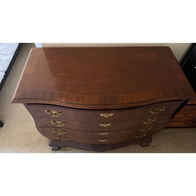 Mid 20th Century Drexel Heritage Heirlooms Collection Mahogany Bombay Chest With Carved Ball and Claw Feet Flame For Sale In San Francisco - Image 6 of 10