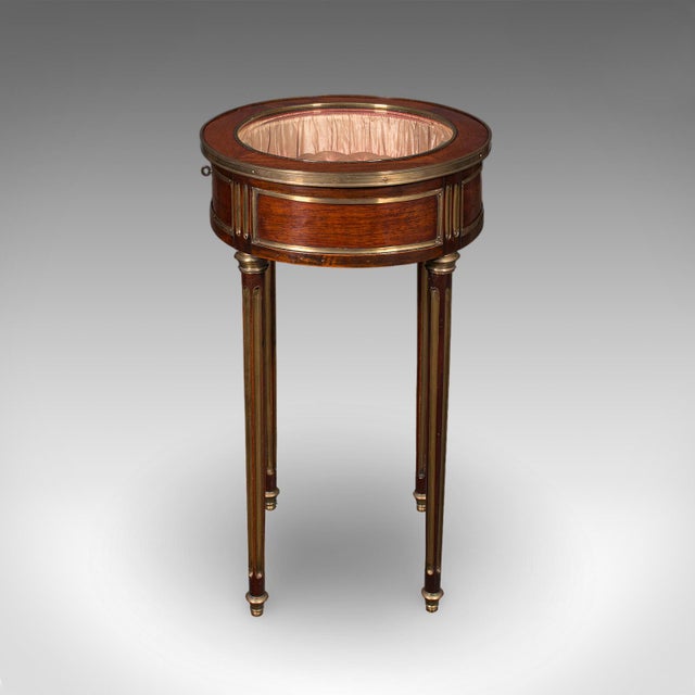 Wood Antique Bijouterie Table, French Kingwood, Brass Glazed Vitrine, Victorian, 1870 For Sale - Image 7 of 12