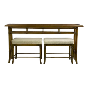 1970s Drexel Hall/Sofa Table With Matching Ottomans - Set of 3