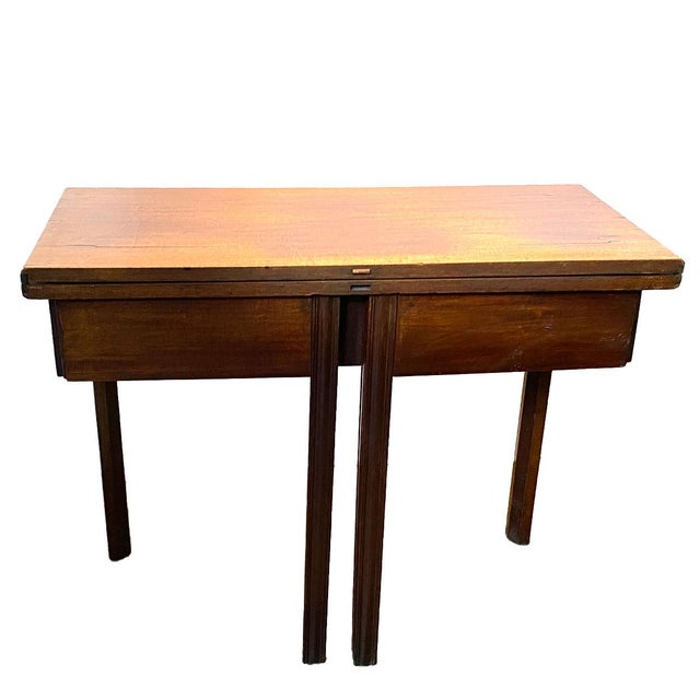 Brown 18th Century English George III Mahogany Fold-Over Tea Table For Sale - Image 8 of 11