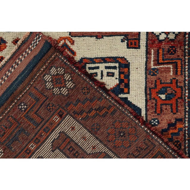 1950s Vintage Tribal Rug in Terracotta, Blue and Orange Pictorial Motifs For Sale In New York - Image 6 of 7