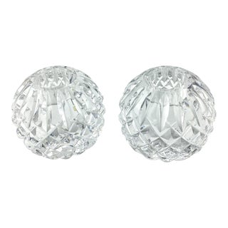 Cut Crystal Round Candle Holders - a Pair For Sale