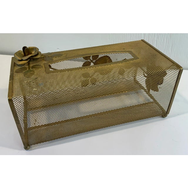 Hollywood Regency Gold Metal Mesh Tissue Box Cover For Sale - Image 4 of 6