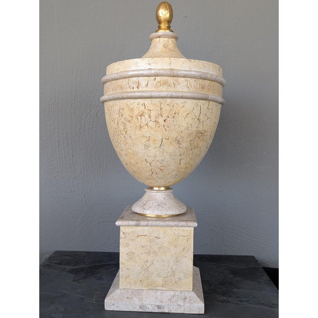 Vintage Maitland-Smith-Styled Tessellated Marble and Plaster Chalice For Sale - Image 9 of 9
