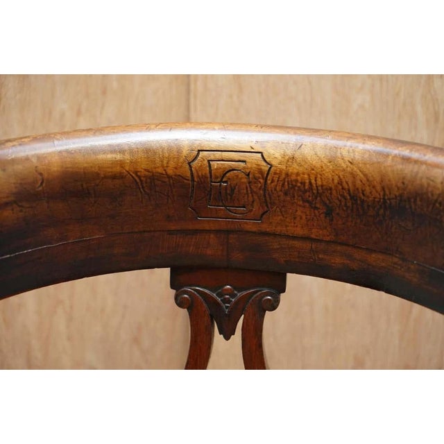 Mid 19th Century Victorian Walnut Captains Chair with Carved Back from Eton College, 1860 For Sale - Image 5 of 18