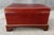 Mid 20th Century Red Leather Trunk on Wooden Stand For Sale In Raleigh - Image 6 of 16