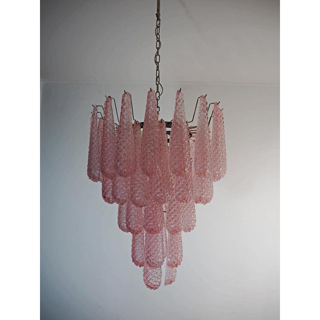 Pink Murano Glass Drop Chandelier, 1980s For Sale - Image 4 of 16