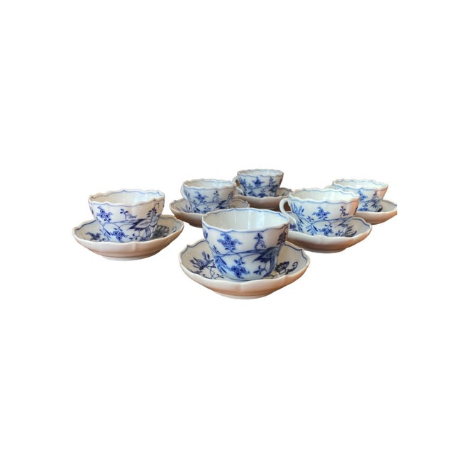 Antique Blue Onion Meissen Teichert Set of Teacups for 6 - 12 Pieces For Sale In New York - Image 6 of 9