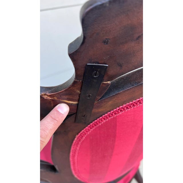 Antique Walnut Victorian Carved Bergere Arm Chair, Circa 1860’s For Sale - Image 12 of 12