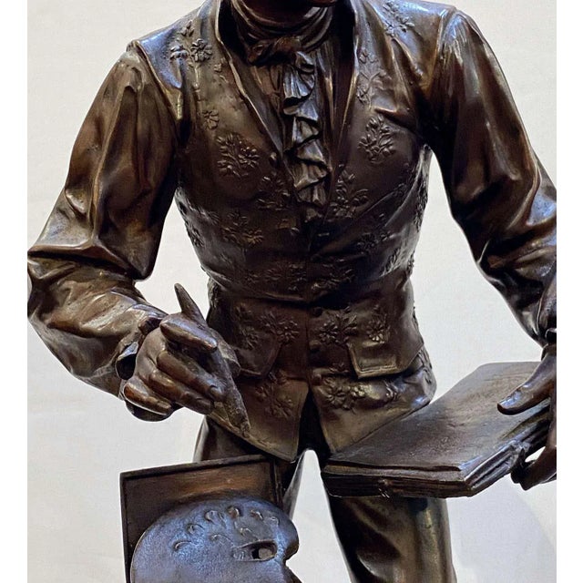 Late 19th Century Large French Bronze Spelter Figure of an Artist, After Mathurin Moreau For Sale - Image 5 of 13