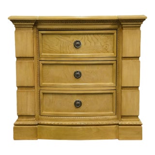 Collezione Europa Cream / Off White Italian Modern 35" Three Drawer Chest Nightstand W. Granite Top For Sale