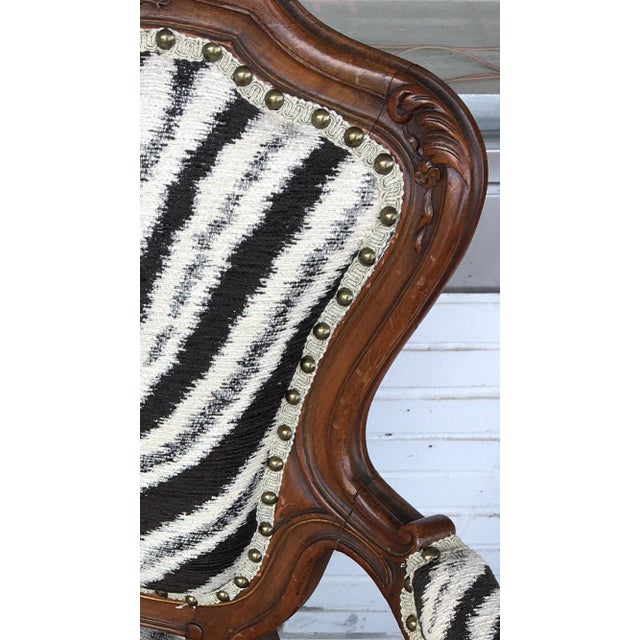 French Zebra Accent Arm Chair For Sale - Image 9 of 12