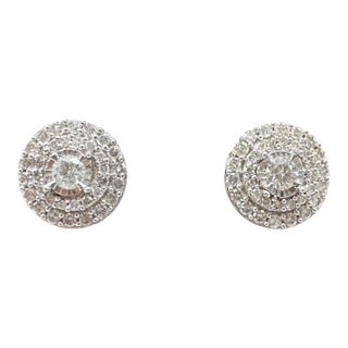 Diamond Halo Stud Earrings 10k White Gold 0.50ctw Gh Si2 I1 New For Sale