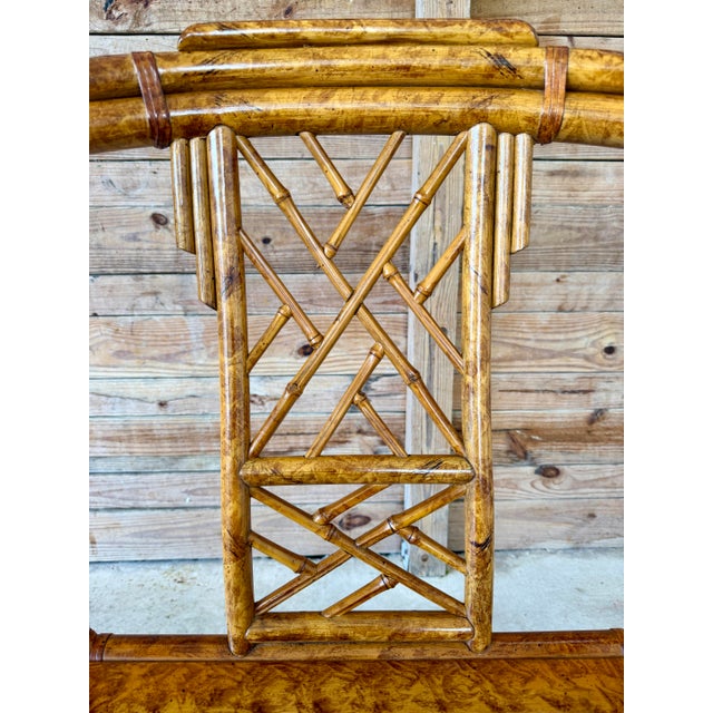 Vintage Chinoiserie Regency Horseshoe Bamboo Rattan & Cane Side Chair For Sale - Image 10 of 12