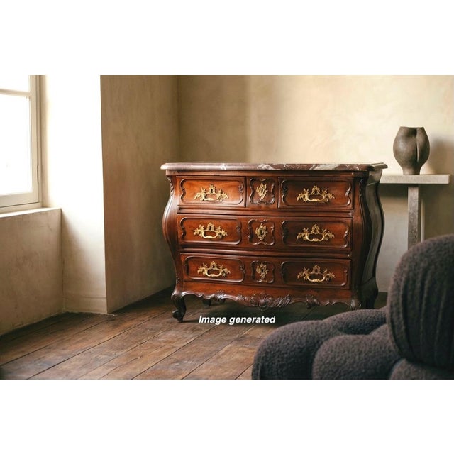 An 18th century French Louis XV commode, or chest of drawers, from the Bordeaux region made of solid mahogany. Nice...