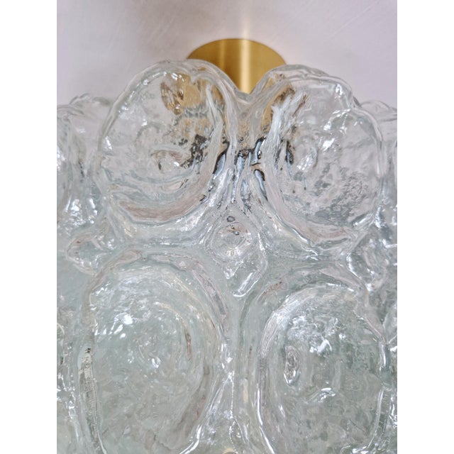 Ceiling Light in Brass and Textured Clear Glass by Helena Tynell for Glashütte Limburg, 1970 For Sale - Image 9 of 16