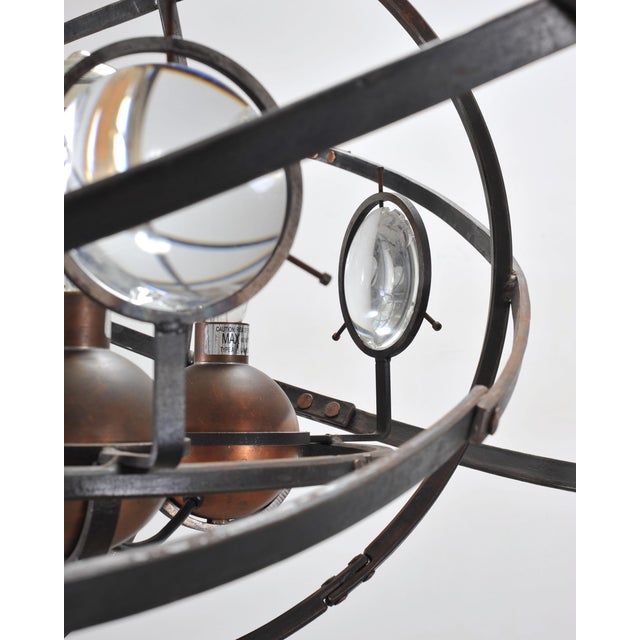 Orbital Atomic Age Iron and Copper Chandelier by Jefferson Mack For Sale - Image 12 of 18