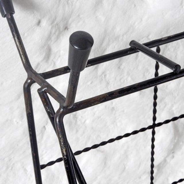 Black Vintage French Magazine Rack with Ashtray Holder, 1960s For Sale - Image 8 of 11