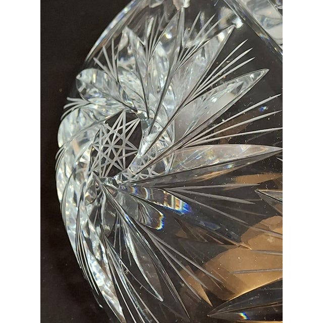 Antique Abp Cut Glass Pedestal Bowl Large 10.75 Centerpiece Compote Pinwheel Hobstar For Sale In Boston - Image 6 of 13