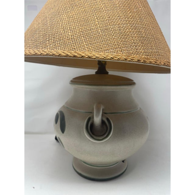 Vintage Pottery Lamp With Shade | Chairish