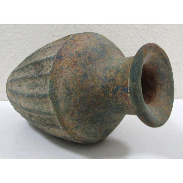 Antique Bo Fajans 1930s Earthenware Vase With Vertical Fluting 8" Tall For Sale - Image 9 of 13