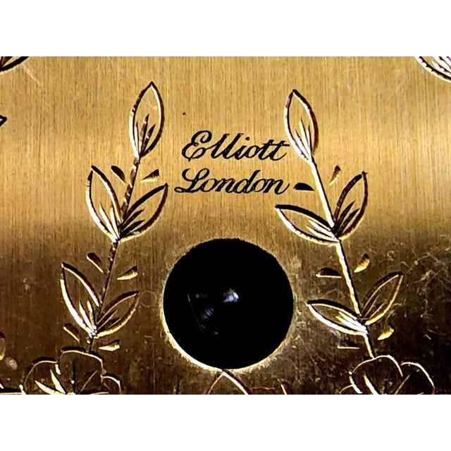 Wood Elegant Elliott of London Modern Black Chinoiserie Long Case Clock For Sale - Image 7 of 12
