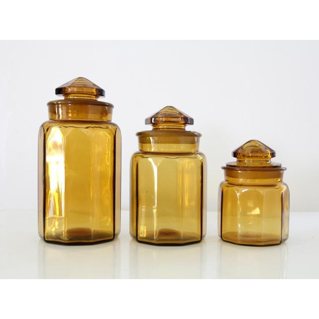Antique Amber Glass Jars Set of 3 Chairish