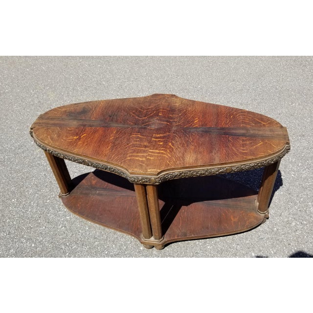 Art Nouveau Coffee Table With Brass Detail For Sale - Image 9 of 9