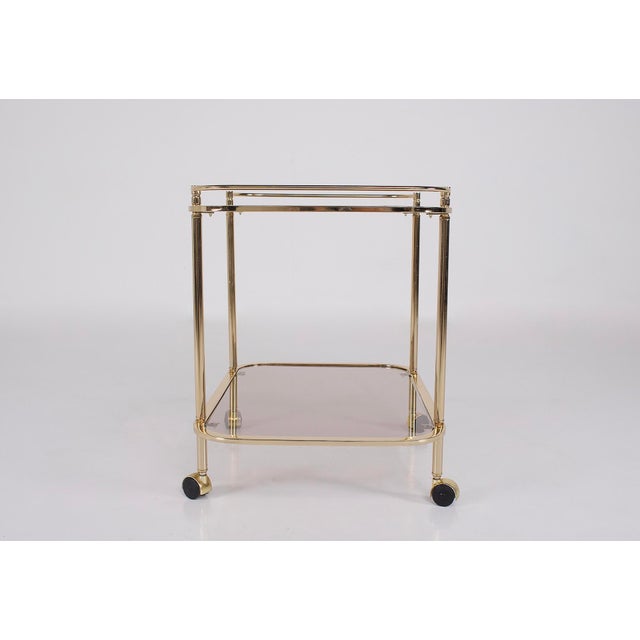 1970s Rolling Trolley in Brass and Smoked Glass, 1970 For Sale - Image 5 of 15