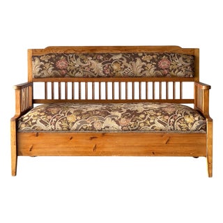 Pine Bench Fold-Out Daybed With Hidden Storage, Central Europe, 19th Century For Sale