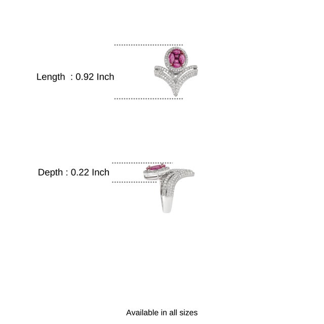 Carat&Her Valentine's Tiara Ruby Chevron Ring With Diamond Accents, Size 7 For Sale - Image 9 of 12