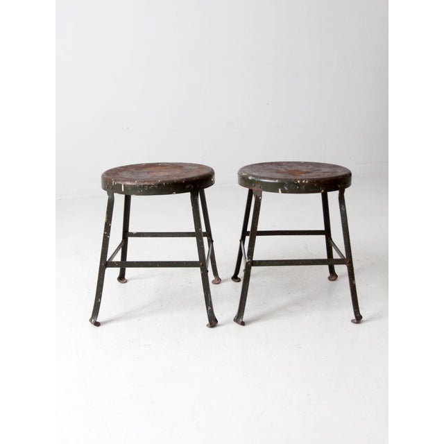 Vintage Industrial Stools Pair For Sale - Image 6 of 12