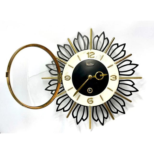 Mid-Century Sunburst Wall Clock from Müller, 1960s For Sale - Image 6 of 11