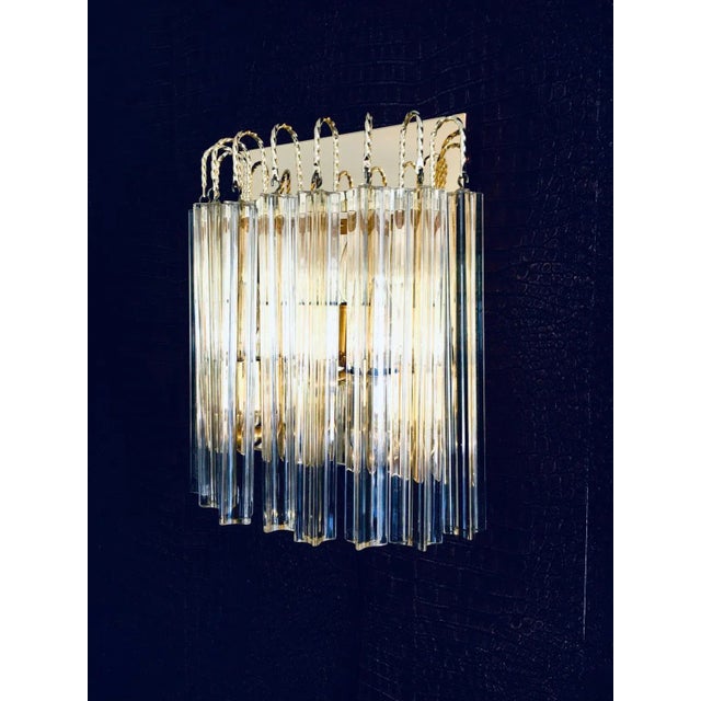 Hollywood Regency Style Glass & Brass Wall Lamp from Massive, Italy, 1980s For Sale - Image 6 of 18
