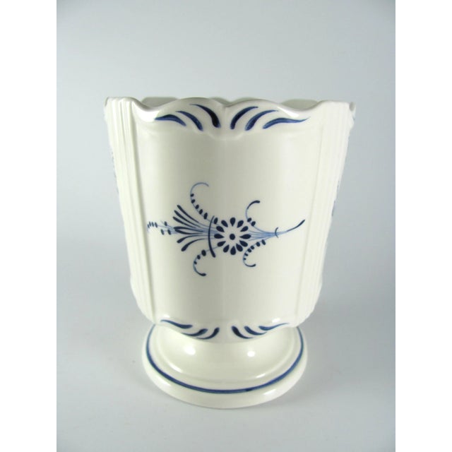 Contemporary Vintage Chinoiserie Blue & White Floral Bud Flower Holder With Frog Vase For Sale - Image 3 of 10