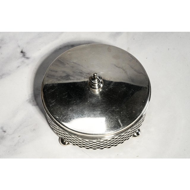 Silver Stunning Round Antique Tiffany & Co. Sterling Silver Cut Crystal Jewelry Box Luxury Home Decor For Sale - Image 8 of 15