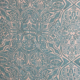 Quadrille Turquoise Linen Fabric For Sale