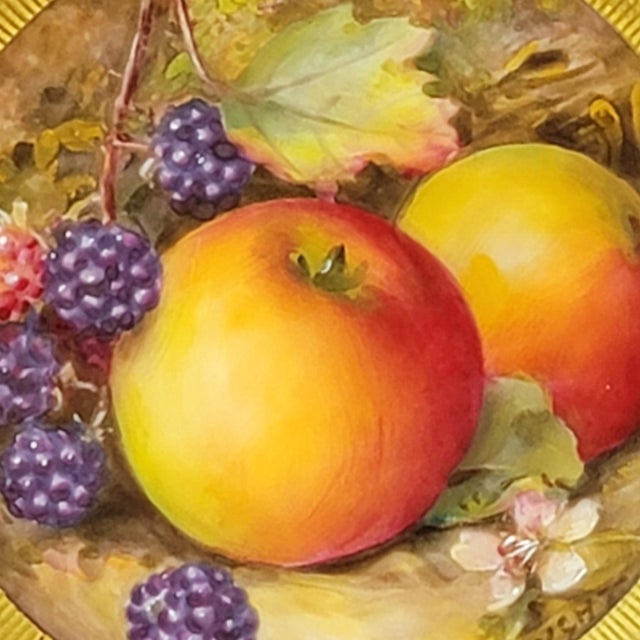 Ceramic Royal Worcester Fruit Cabinet Plate by R. Sebright for Maple London, 1921 For Sale - Image 7 of 13
