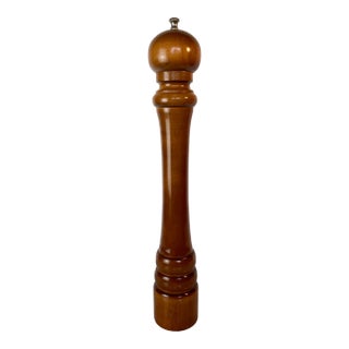 Large Vintage Walnut-Stained Hardwood Pepper Mill, 18” — Professional Series Made in Usa For Sale