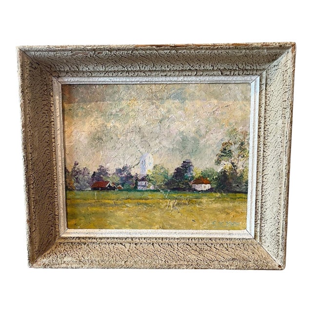 Landscape Painting by Charles Yates on Board For Sale