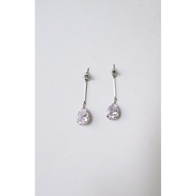 Late 20th Century Diamond-Esque Pear Dangle Drop Earrings, Pair For Sale In New York - Image 6 of 12