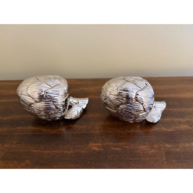 Vintage Godinger Silver-Plated Artichoke Salt & Pepper Shakers - Pair For Sale - Image 9 of 11